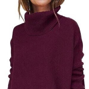 Wine Red Turtleneck Sweater - M